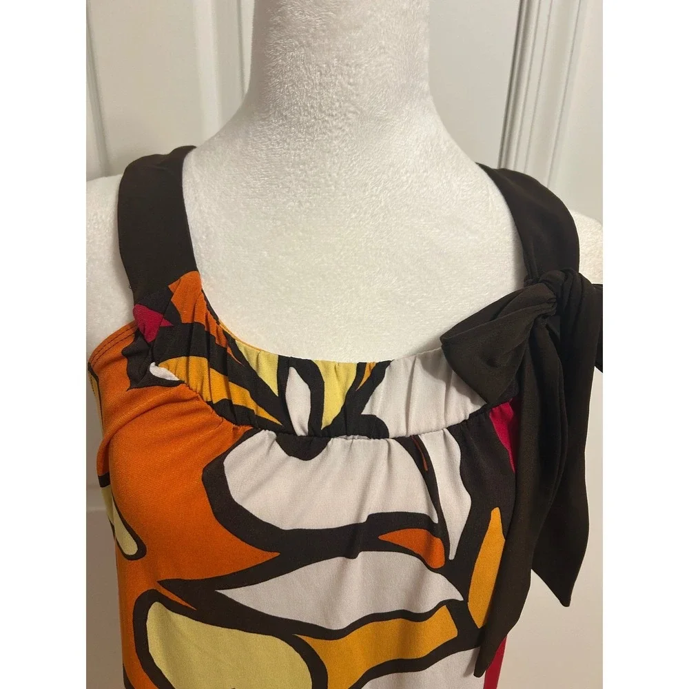 AB small Y2K orange brown retro dopamine‎ Phoebe going out stretch top blouse - Picture 3 of 9
